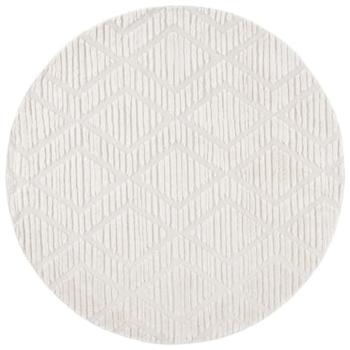 SAFAVIEH Urban Collection Round Rug - 6'7" Round, Ivory, Modern Design, Ideal for High Traffic Areas in Living Room, Bedroom & Dining Room (URB208A-7R)