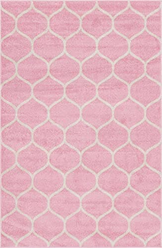 Unique Loom Trellis Frieze Collection Area Rug - Rounded (7' 1" x 10', Light Pink/ Ivory)