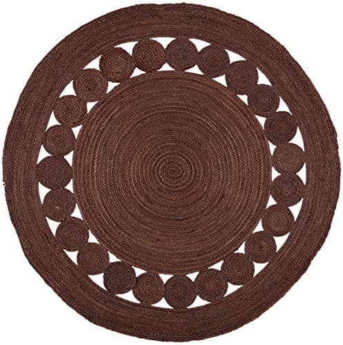 SAFAVIEH Natural Fiber Collection Area Rug - 8' Round, Brown, Handmade Boho Charm Farmhouse Jute, Ideal for High Traffic Areas in Living Room, Bedroom (NF364T)