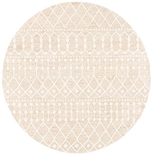 SAFAVIEH Blossom Collection 6' Round Beige/Ivory BLM115B Handmade Moroccan Premium Wool Area Rug