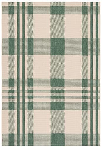 Christmas SAFAVIEH Courtyard Collection 8' x 10' Green/Beige CY6201 Plaid Indoor/ Outside Waterproof Easy cleansingPatio Backyard Mudroom Area Mat