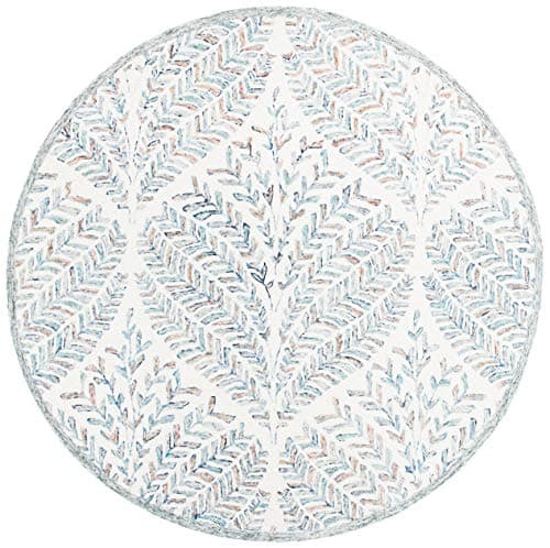 SAFAVIEH Capri Collection Area Rug - 10' Round, Ivory & Blue, Handmade Wool, Ideal for High Traffic Areas in Living Room, Bedroom (CPR208A)