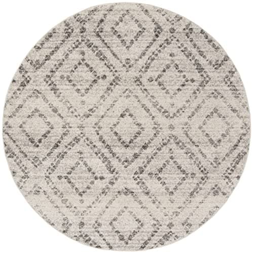 SAFAVIEH Adirondack Collection Area Rug - 10' Round, Light Grey & Grey, Modern Diamond Distressed Design, Non-Shedding & Easy Care, Ideal for High Traffic Areas in Living Room, Bedroom (ADR131C)