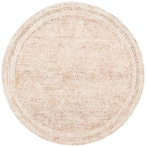 SAFAVIEH Abstract Collection Round Rug - 10' Round, Ivory & Rust, Bohemian Design, Ideal for High Traffic Areas in Living Room, Bedroom & Dining Room (ABT340P-10R)