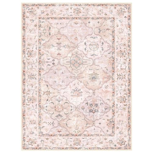 Pink Boho Vintage Area Rugs 5×7 Washable Non-Slip Traditional Pink Carpet for Nursery Living Room Bedroom Dining Room Girls' Room