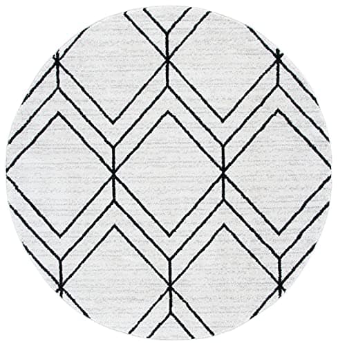 SAFAVIEH Adirondack Collection Area Rug - 8' Round, Ivory & Black, Modern Geometric Design, Non-Shedding & Easy Care, Ideal for High Traffic Areas in Living Room, Bedroom (ADR241A)