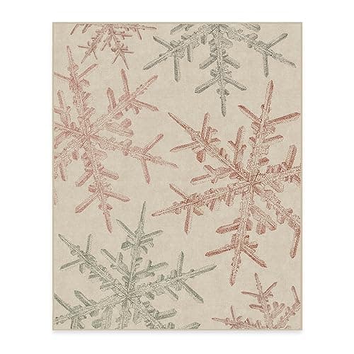 Christmas RUGGABLE Washable 8x10 Large Area Rug, Neutral, Premium Winter Rugs for Living Room, Bedroom, Kitchen, Office, Classroom with Gripper Non Slip Pad, Snowflake Creme