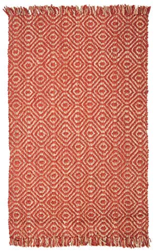 Christmas SAFAVIEH Natural Fiber Collection Area Rug - 6' x 9', Rust, Handmade Boho Fringe Woven Jute, Ideal for High Traffic Areas in Living Room, Bedroom (NF445A)