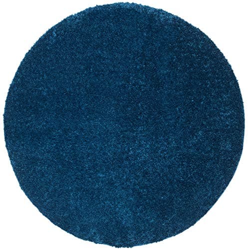 SAFAVIEH August Shag Collection 3' Round Navy AUG900N Solid 1.2-inch Thick Area Rug