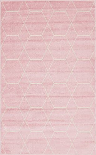 Unique Loom Trellis Frieze Collection Area Rug - Geometric (5' 1" x 8', Light Pink/ Ivory)