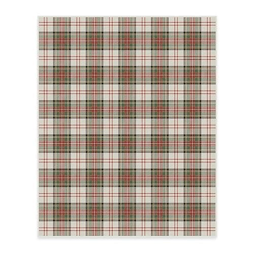 Christmas RUGGABLE Washable 8x10 Large Area Rug, Plaid, Premium Winter Rugs for Living Room, Bedroom, Kitchen, Office, Classroom with Gripper Non Slip Pad, Dress Stewart Tartan White