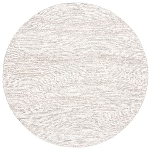 SAFAVIEH Metro Collection Area Rug - 8' Round, Natural & Ivory, Handmade Modern Wool, Ideal for High Traffic Areas in Living Room, Bedroom (MET995A)