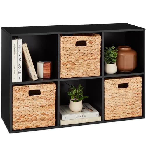 Best Choice Products 6-Cube Storage Organizer, 11in Shelf Opening, Bookcase, Display Shelf, Customizable w/ 3 Removable Back Panels – Black