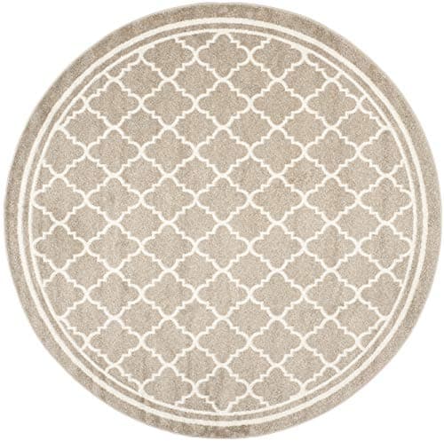 SAFAVIEH Amherst Collection 9' Round Wheat / Beige AMT422S Moroccan Trellis Non-Shedding Dining Room Entryway Foyer Living Room Bedroom Area Rug