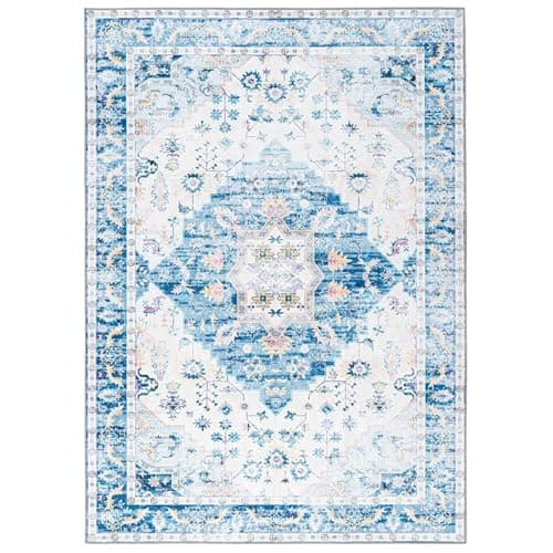 Christmas Syalife 6x9 Area Rugs - Washable, Low Pile, Non-Slip for Living Room, Bedroom, Entryway, and Kitchen - Non-Shedding Indoor Rug Print Mat Carpet, Blue/Multi