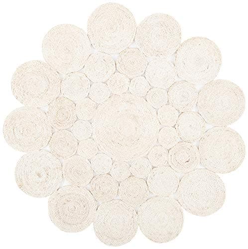 SAFAVIEH Natural Fiber Collection 8' Round Ivory NF363B Handmade Boho Charm Farmhouse Premium Jute Living Room Dining Bedroom Foyer Area Rug