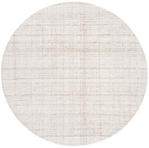 SAFAVIEH Abstract Collection Area Rug - 10' Round, Ivory & Beige, Handmade Wool & Viscose, Ideal for High Traffic Areas in Living Room, Bedroom (ABT141D)