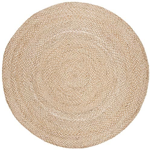 SAFAVIEH Natural Fiber Collection Area Rug - 10' Round, Natural & Ivory, Handmade Boho Charm Braided Jute, Ideal for High Traffic Areas in Living Room, Bedroom (NF804B)