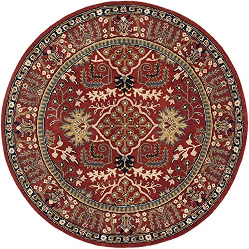 SAFAVIEH Antiquity Collection 6' Round Red / Multi AT64A Handmade Traditional Oriental Premium Wool Area Rug