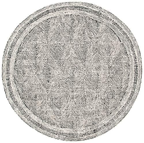 SAFAVIEH Abstract Collection Area Rug - 10' Round, Ivory & Charcoal, Handmade Wool, Ideal for High Traffic Areas in Living Room, Bedroom (ABT340H)