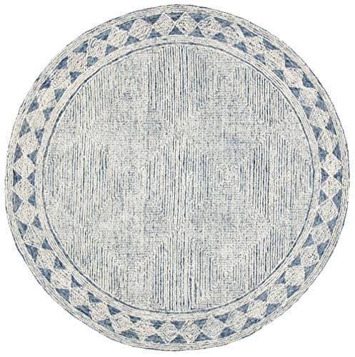 SAFAVIEH Abstract Collection 8' Round Ivory/Navy ABT349N Handmade Premium Wool Entryway Foyer Living Room Bedroom Kitchen Area Rug