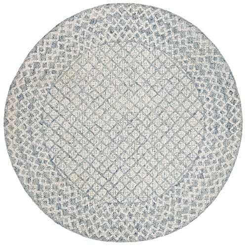 SAFAVIEH Abstract Collection 8' Round Blue/Ivory ABT203A Handmade Premium Wool Entryway Foyer Living Room Bedroom Kitchen Area Rug