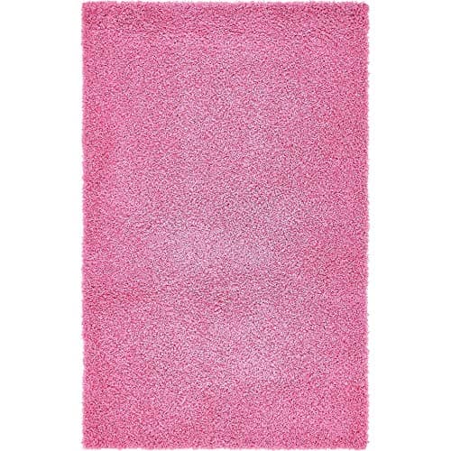 Unique Loom Solid Shag Collection Area Rug (5' 3" x 8' Rectangle, Taffy Pink)