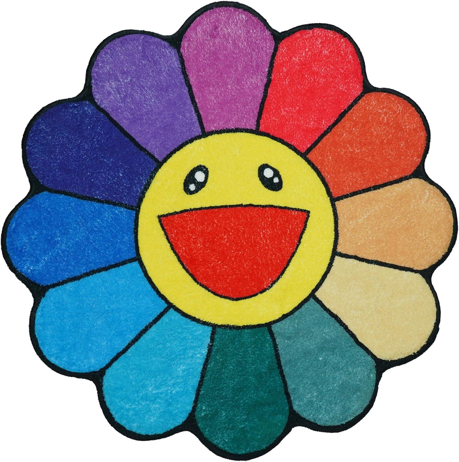 Takashi Murakami Smiley Face Rug - Flower Design, Chair Mat Takashi  Murakami Sunflower Cool Floor Rug Carpet Room Doormat Non-Slip, Soft and  Durable