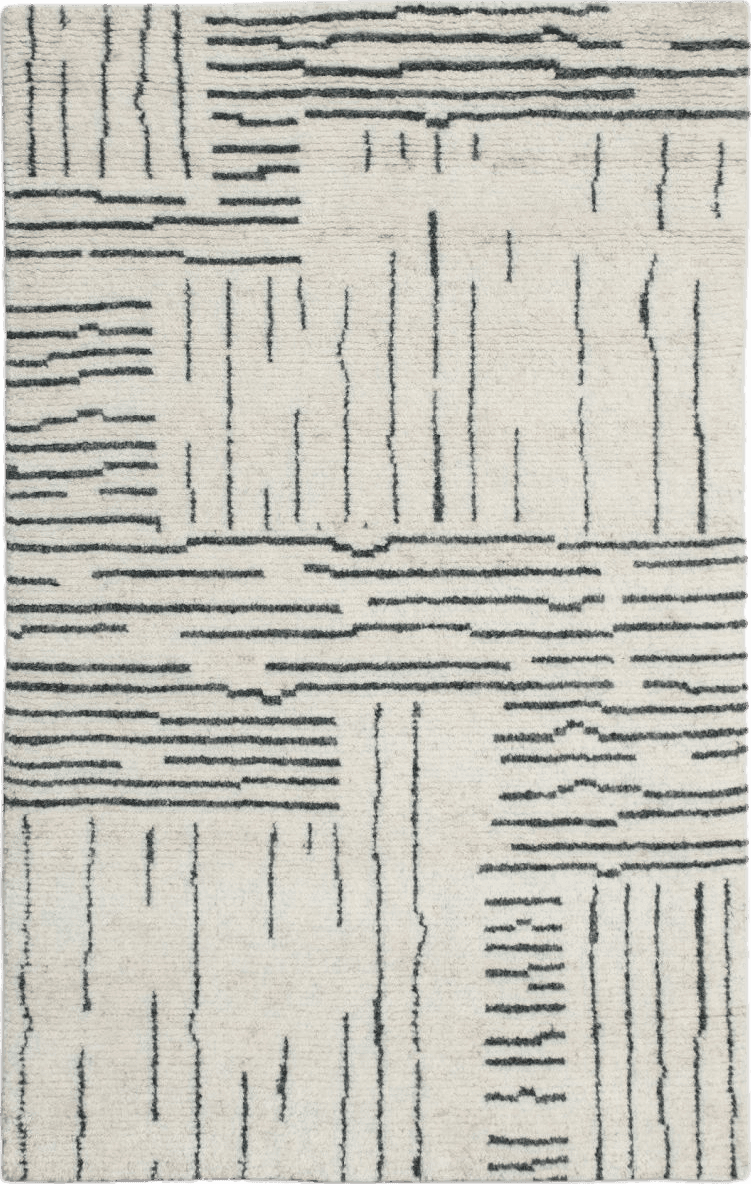 Castor Hand-Knotted Wool Rug in Ivory/Black, Size 3' x 5' by Quince