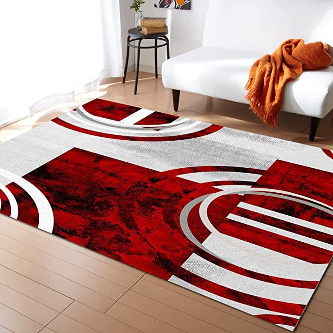 Red Rings Area Rugs Indoor Non-Slip Rectangle Rug