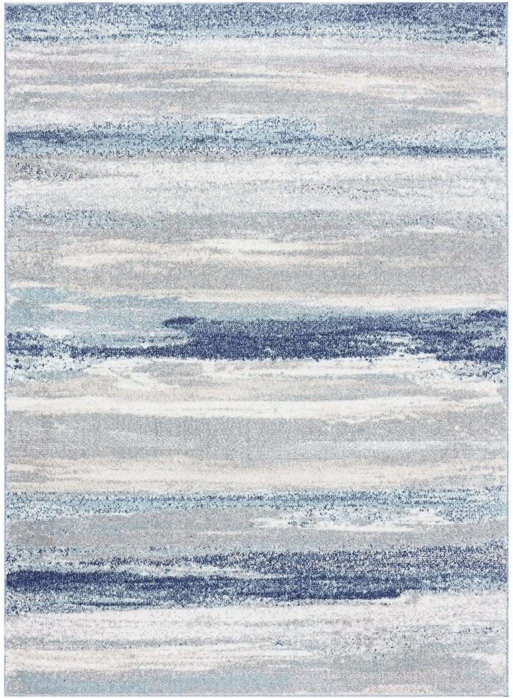 Blue Modern Stain Resistant Home Office Area Rug