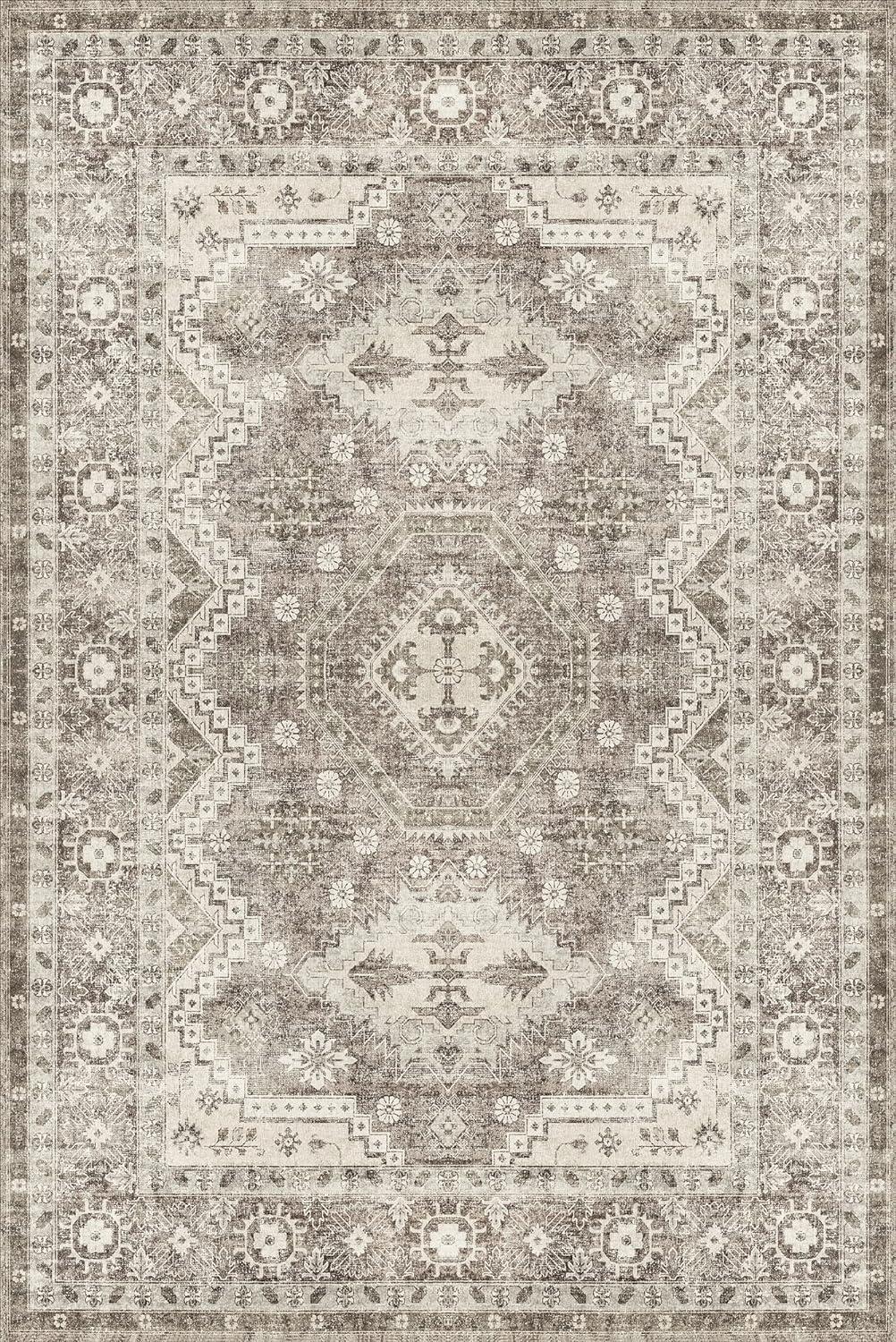 Tpr07-ivory Traditional Washable Living Room Area Rug